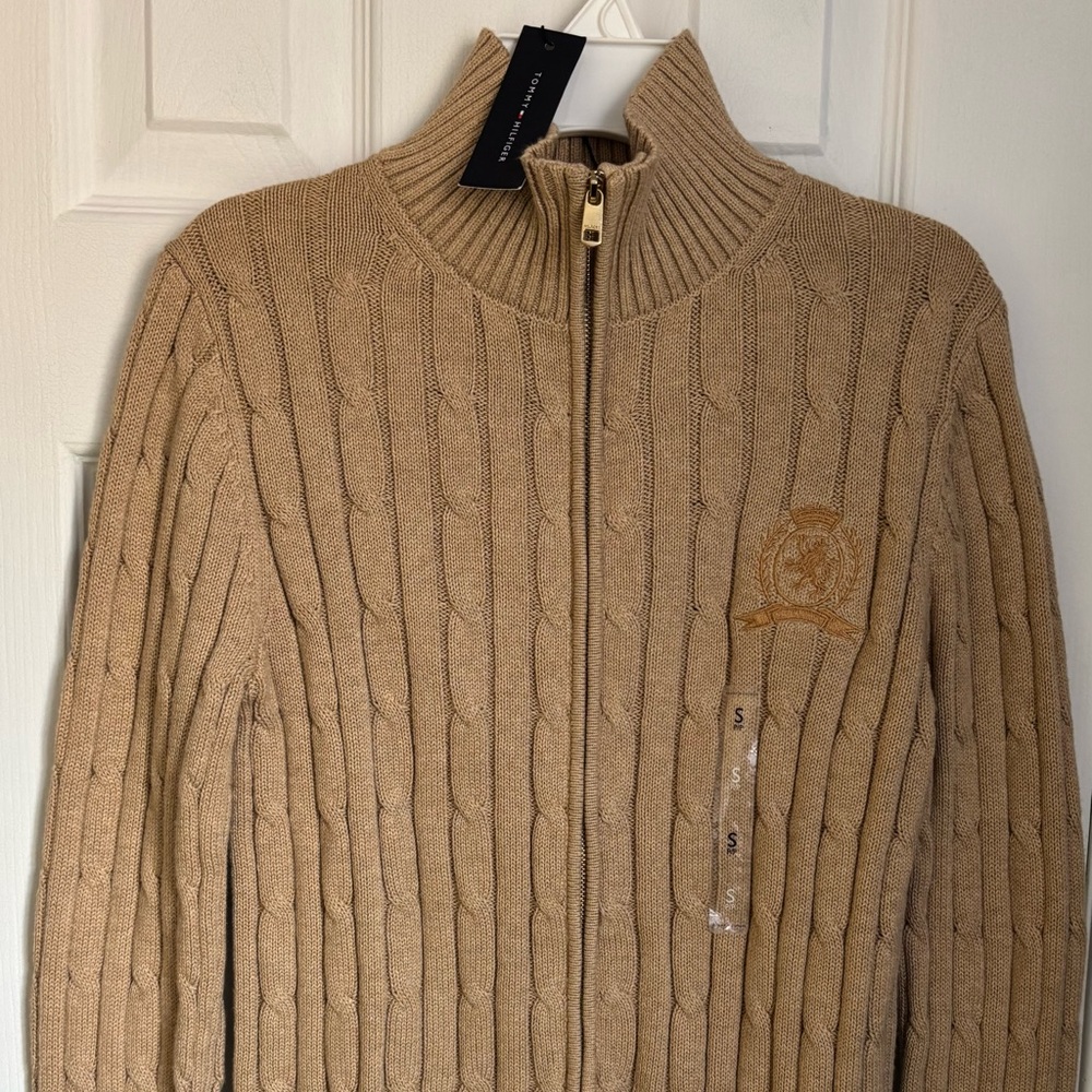 Tommy Hilfiger Tan Cable Knit Cardigan